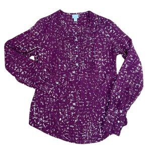 Converse One Star Sheer Henley Long Sleeve Shirt Chiffon Blouse Size XS